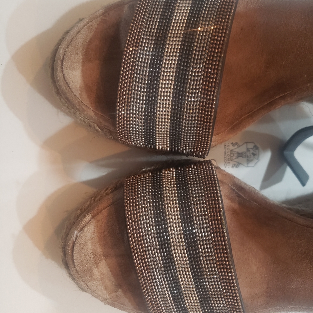 Brunello Cucinelli in box Black and Tan Monelli Wedges - Picture 4 of 5
